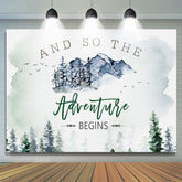 Abenteuer Beginnt Nebelig Wald Babydusche Hintergrund